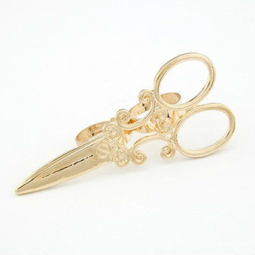 Golden Scissors Double Finger Rings Jewellery FR38